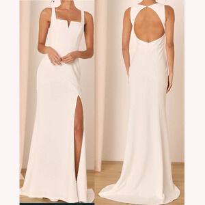 Lulu's Elegant White Maxi Dress